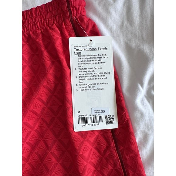New Lululemon Textured Mesh High-Rise Tennis Skirt Red Size Medium Skort Golf - Picture 3 of 13